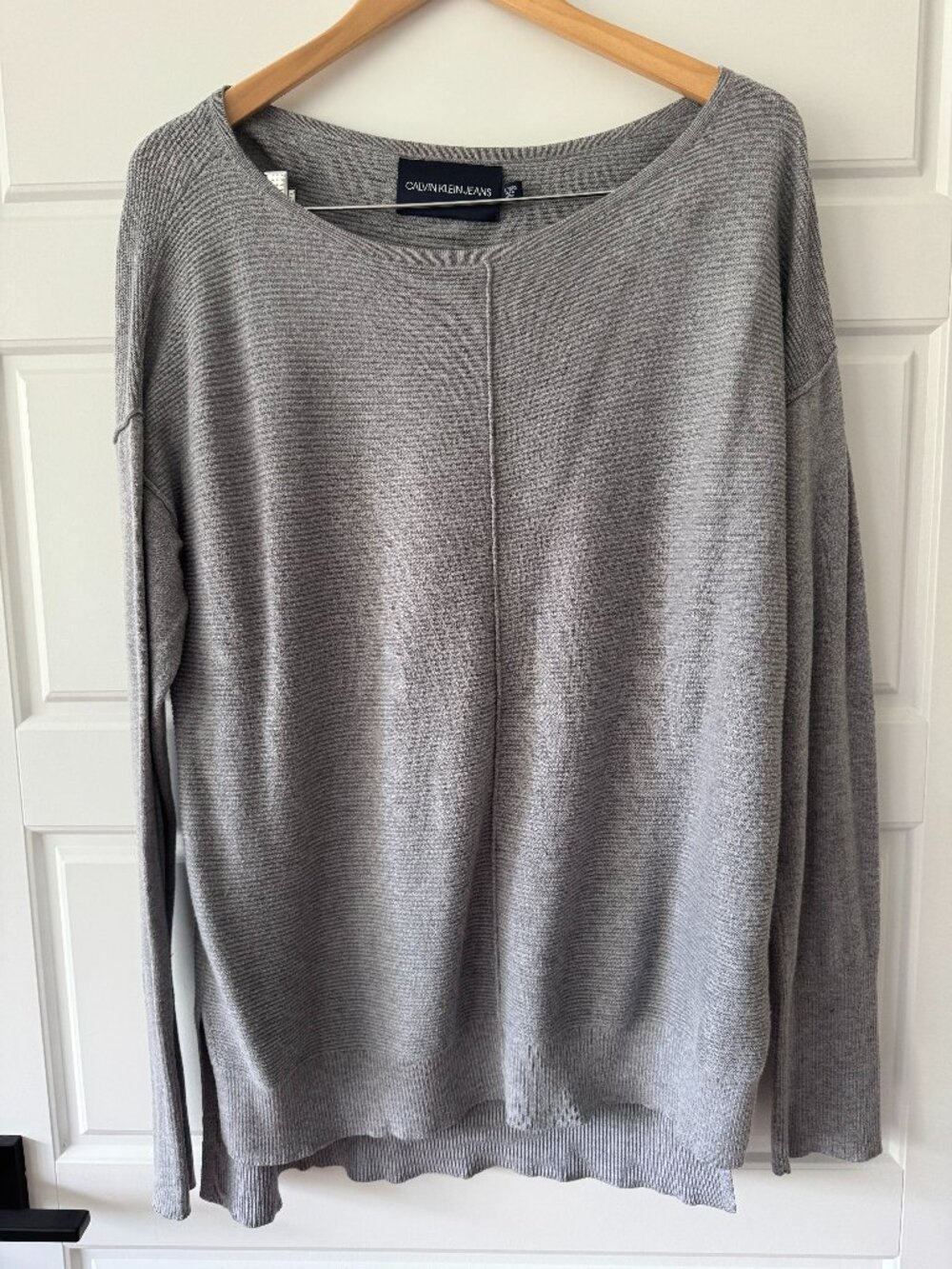 Calvin Klein Jeans Grey Ribbed Sweater Size XL